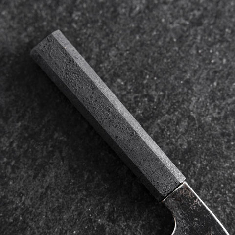 Bunka White Steel #2 Stainless Clad Kurouchi Black Ishime Urushi Handle 180mm (7”)-[Musashi]-[Japanese-Kitchen-Knives]