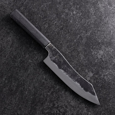 Bunka White Steel #2 Stainless Clad Kurouchi Black Ishime Urushi Handle 180mm (7”)-[Musashi]-[Japanese-Kitchen-Knives]