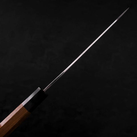 Bunka White Steel #2 Stainless Clad Kurouchi Buffalo Teak Handle 180mm (7”)-[Musashi]-[Japanese-Kitchen-Knives]