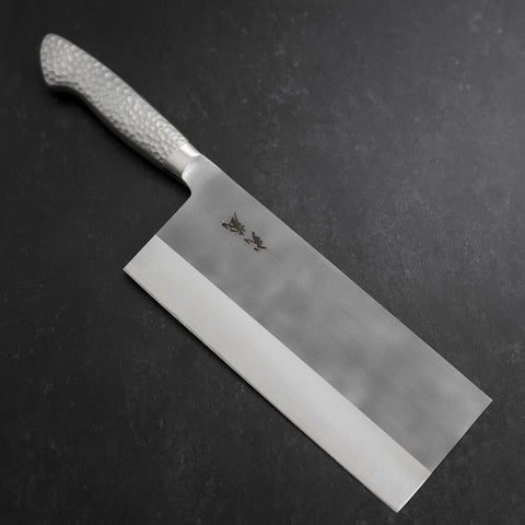 Chinese Cleaver AUS-8 Nashiji Western Stainless Handle 205mm (8.1”)-[Musashi]-[Japanese-Kitchen-Knives]