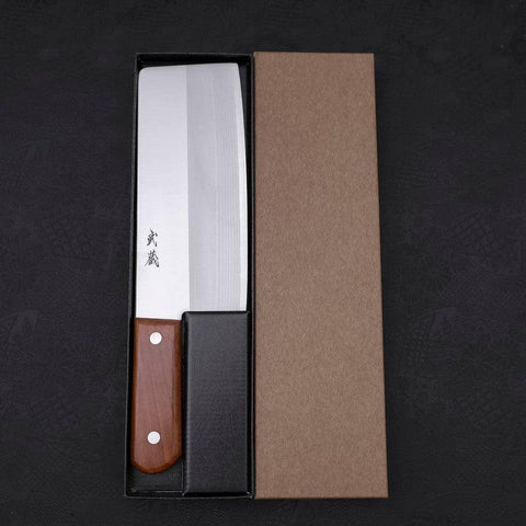 Chinese Cleaver VG-10 Damascus Cherry Handle 180mm (7”)-[Musashi]-[Japanese-Kitchen-Knives]