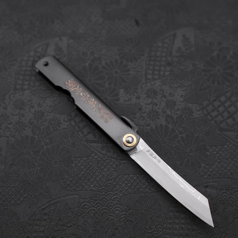 Damascus Black Higonokami Aogami 100mm (3.9”)-[Musashi]-[Japanese-Kitchen-Knives]