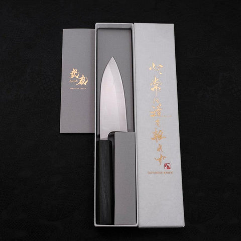 Deba AUS-8 Polished Dark Blue Urushi Handle 120mm (4.7”)-[Musashi]-[Japanese-Kitchen-Knives]