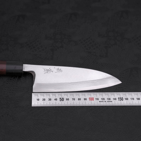 Deba Blue Steel #2 Damascus Shitan Handle 150mm (5.9”)-[Musashi]-[Japanese-Kitchen-Knives]