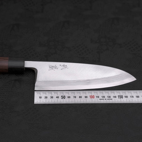 Deba Blue Steel #2 Damascus Shitan Handle 180mm (7”)-[Musashi]-[Japanese-Kitchen-Knives]