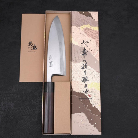 Deba Blue Steel #2 Damascus Shitan Handle 180mm (7”)-[Musashi]-[Japanese-Kitchen-Knives]