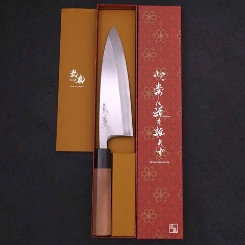 Deba Blue Steel #2 Kasumi Walnut Handle 210mm (8.3”)-[Musashi]-[Japanese-Kitchen-Knives]