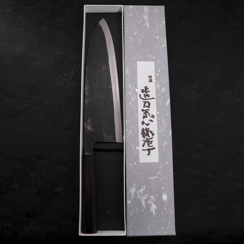 Deba Blue Steel #2 Kurouchi Buffalo Ebony Handle 300mm - Thick (11.8”)-[Musashi]-[Japanese-Kitchen-Knives]