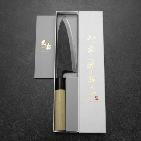 Deba Blue Steel #2 Kurouchi Magnolia Handle 150mm (5.9”)-[Musashi]-[Japanese-Kitchen-Knives]