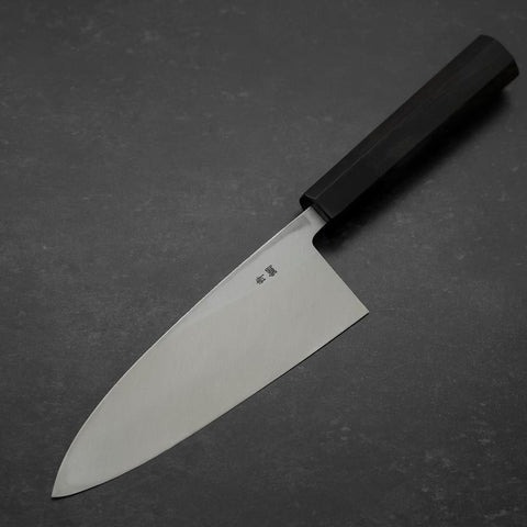Deba Blue Steel #2 Suminagashi Buffalo Ebony Handle 165mm (6.5”)-[Musashi]-[Japanese-Kitchen-Knives]