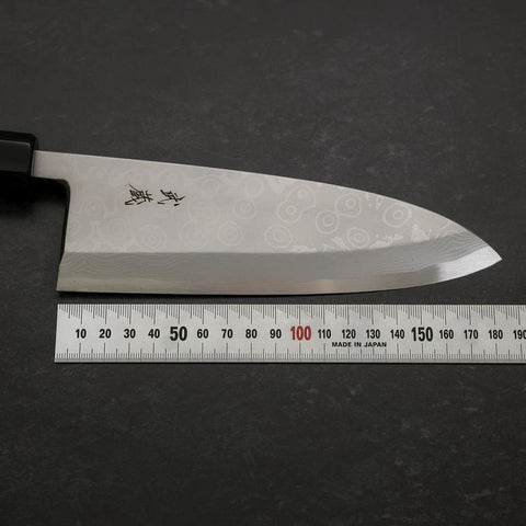 Deba Blue Steel #2 Suminagashi Buffalo Ebony Handle 180mm (7”)-[Musashi]-[Japanese-Kitchen-Knives]