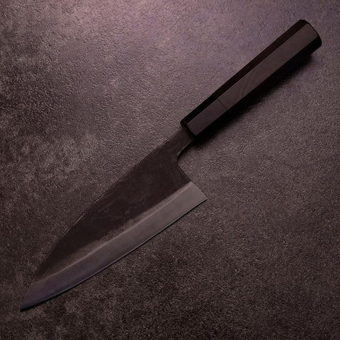 Deba Double Bevel White Steel #2 Kurouchi Buffalo Ebony Handle 165mm (6.5”)-[Musashi]-[Japanese-Kitchen-Knives]