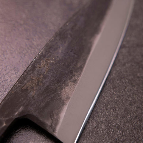 Deba Double Bevel White Steel #2 Kurouchi Buffalo Ebony Handle 165mm (6.5”)-[Musashi]-[Japanese-Kitchen-Knives]