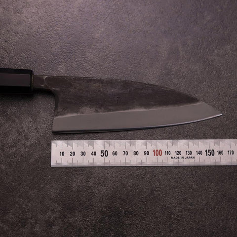 Deba Double Bevel White Steel #2 Kurouchi Buffalo Ebony Handle 165mm (6.5”)-[Musashi]-[Japanese-Kitchen-Knives]
