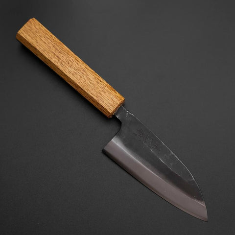 Deba Double Bevel White Steel #2 Kurouchi Oak Handle 105mm (4.1”)-[Musashi]-[Japanese-Kitchen-Knives]
