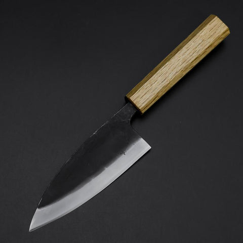 Deba Double Bevel White Steel #2 Kurouchi Oak Handle 130mm (5.1”)-[Musashi]-[Japanese-Kitchen-Knives]