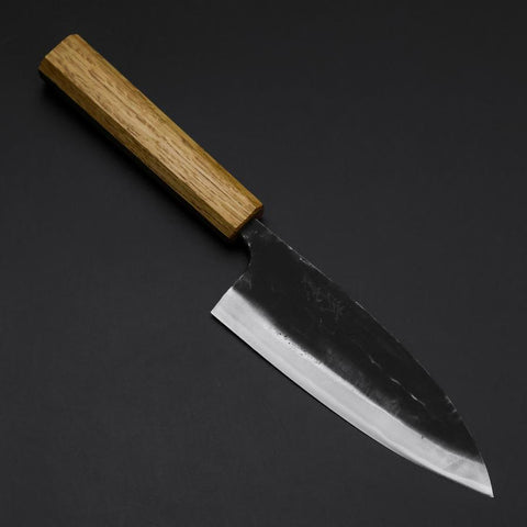 Deba Double Bevel White Steel #2 Kurouchi Oak Handle 150mm (5.9”)-[Musashi]-[Japanese-Kitchen-Knives]