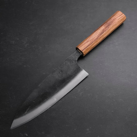 Deba Double Bevel White Steel #2 Kurouchi Oak Handle 180mm (7”)-[Musashi]-[Japanese-Kitchen-Knives]