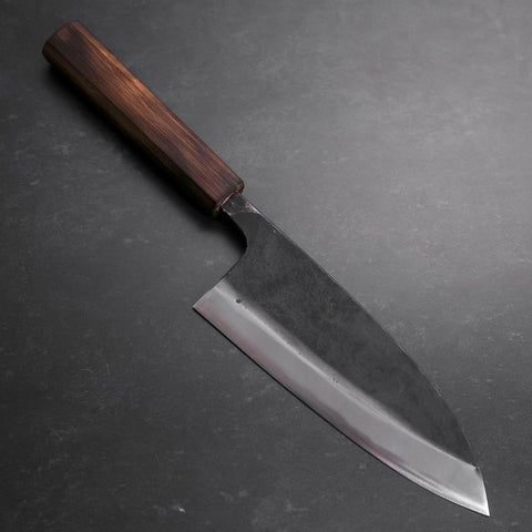 Deba Double Bevel White Steel #2 Kurouchi Sumi Urushi Handle 180mm (7”)-[Musashi]-[Japanese-Kitchen-Knives]