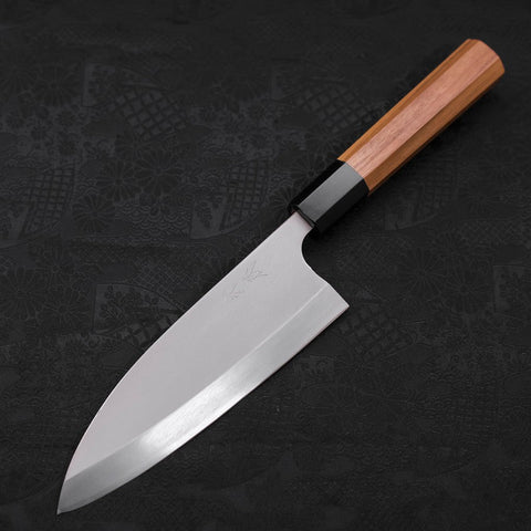 Deba Left Hand AUS-10 Polished Buffalo Teak Handle 165mm (6.5”)-[Musashi]-[Japanese-Kitchen-Knives]