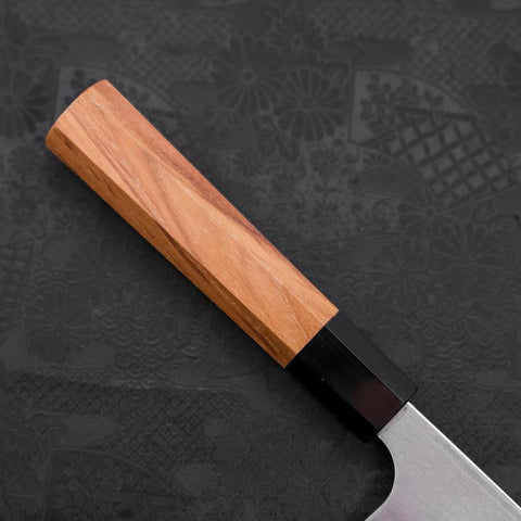 Deba Left Hand AUS-10 Polished Buffalo Teak Handle 180mm (7”)-[Musashi]-[Japanese-Kitchen-Knives]
