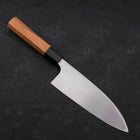 Deba Left Hand AUS-10 Polished Buffalo Teak Handle 180mm (7”)-[Musashi]-[Japanese-Kitchen-Knives]