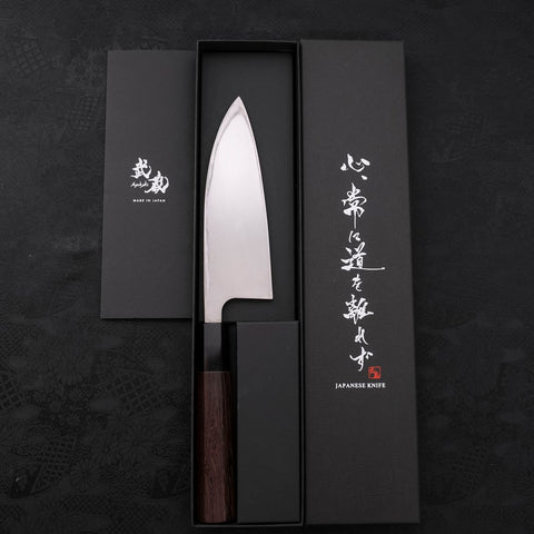 Deba Left Hand AUS-10 Polished Buffalo Wenge Handle 150mm (5.9”)-[Musashi]-[Japanese-Kitchen-Knives]