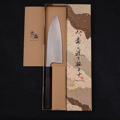 Deba Left Hand Silver Steel #3 Kasumi Buffalo Ebony Handle 165mm (6.5”)-[Musashi]-[Japanese-Kitchen-Knives]