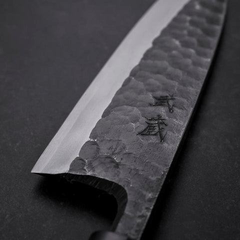 Deba Left Hand White Steel #2 Kurouchi Tsuchime Cherry Handle 180mm (7”)-[Musashi]-[Japanese-Kitchen-Knives]