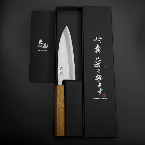 Deba SK Steel Kasumi Oak Handle 150mm (5.9”)-[Musashi]-[Japanese-Kitchen-Knives]