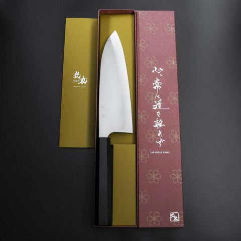 Deba Silver Steel #3 Kasumi Buffalo Ebony Handle 210mm (8.3”)-[Musashi]-[Japanese-Kitchen-Knives]