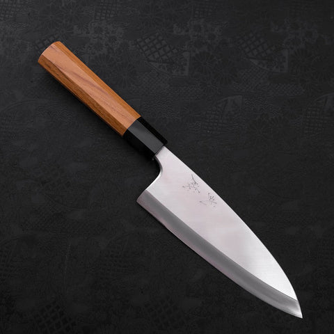 Deba Silver Steel #3 Kasumi Buffalo Teak Handle 180mm (7”)-[Musashi]-[Japanese-Kitchen-Knives]