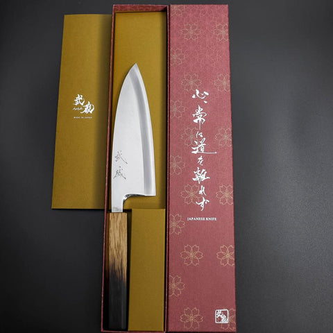 Deba Silver Steel #3 Kasumi Yaki Urushi Handle 180mm (7”)-[Musashi]-[Japanese-Kitchen-Knives]