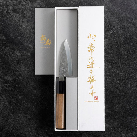 Deba VG-10 Nashiji Buffalo Walnut Handle 90mm (3.5”)-[Musashi]-[Japanese-Kitchen-Knives]