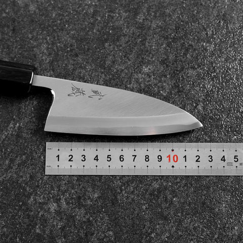 Deba White Steel #2 Kasumi Buffalo Ebony Handle 120mm (4.7”)-[Musashi]-[Japanese-Kitchen-Knives]