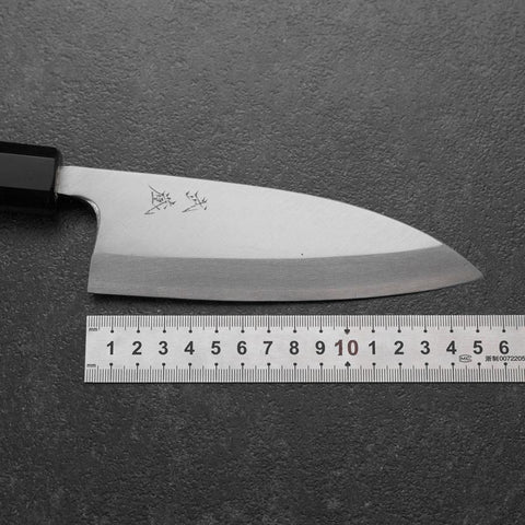 Deba White Steel #2 Kasumi Buffalo Ebony Handle 150mm (5.9”)-[Musashi]-[Japanese-Kitchen-Knives]