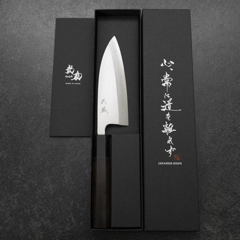 Deba White Steel #2 Kasumi Buffalo Ebony Handle 150mm (5.9”)-[Musashi]-[Japanese-Kitchen-Knives]
