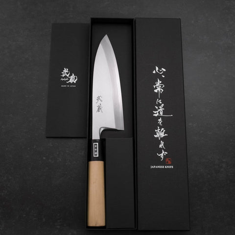 Deba White Steel #2 Kasumi Buffalo Magnolia Handle 165mm (6.5”)-[Musashi]-[Japanese-Kitchen-Knives]