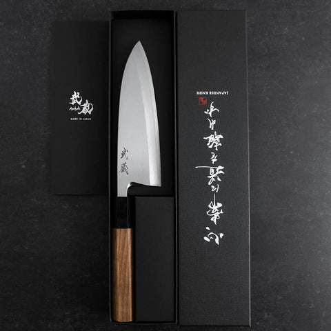 Deba White Steel #2 Kasumi Buffalo Teak Handle 165mm (6.5”)-[Musashi]-[Japanese-Kitchen-Knives]