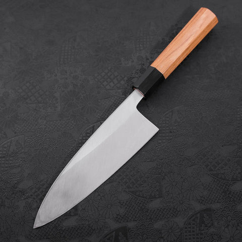 Deba White Steel #2 Kasumi Buffalo Teak Handle 180mm (7”)-[Musashi]-[Japanese-Kitchen-Knives]