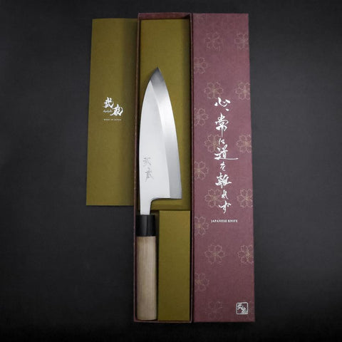 Deba White Steel #2 Kasumi Cherry Handle 180mm (7”)-[Musashi]-[Japanese-Kitchen-Knives]