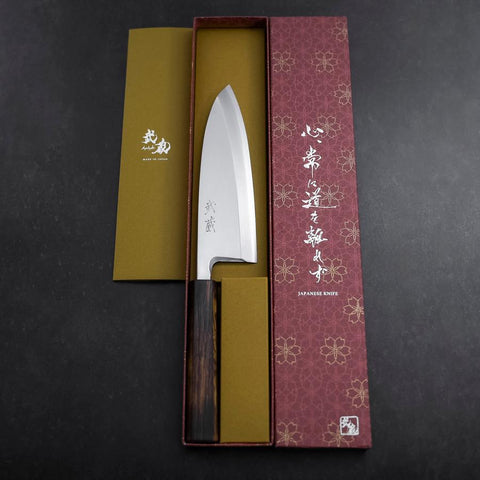 Deba White Steel #2 Kasumi Sumi Urushi Handle 180mm (7”)-[Musashi]-[Japanese-Kitchen-Knives]