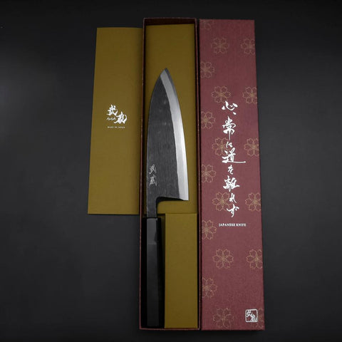 Deba White Steel #2 Kurouchi Buffalo Ebony Handle 180mm (7”)-[Musashi]-[Japanese-Kitchen-Knives]