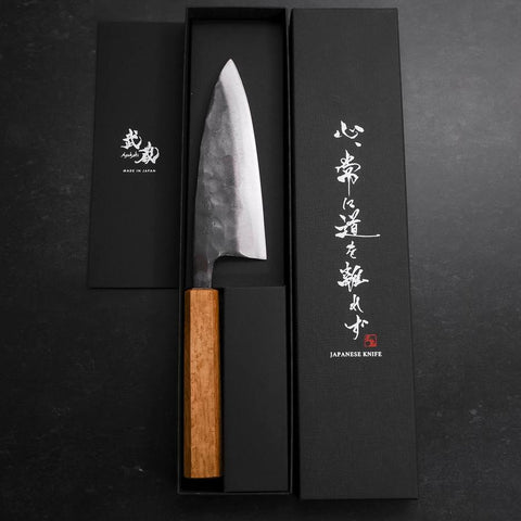 Deba White Steel #2 Kurouchi Oak Handle 150mm (5.9”)-[Musashi]-[Japanese-Kitchen-Knives]