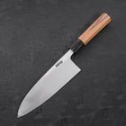 Deba White Steel #2 Kurouchi Tsuchime Buffalo Teak Handle 180mm (7”)-[Musashi]-[Japanese-Kitchen-Knives]