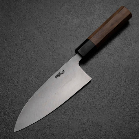Deba White Steel #2 Kurouchi Tsuchime Walnut Handle 150mm (5.9”)-[Musashi]-[Japanese-Kitchen-Knives]