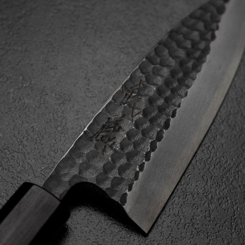 Deba White Steel #2 Kurouchi Tsuchime Walnut Handle 150mm (5.9”)-[Musashi]-[Japanese-Kitchen-Knives]