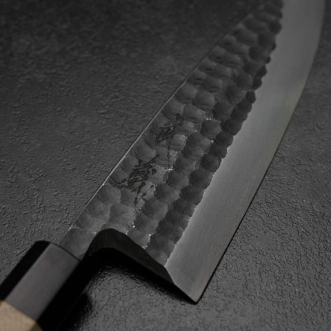Deba White Steel #2 Kurouchi Tsuchime Walnut Handle 180mm (7”)-[Musashi]-[Japanese-Kitchen-Knives]