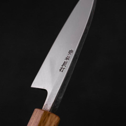 Deba White Steel #2 Kurouchi Tsuchime Yaki Urushi Handle 105mm (4.1”)-[Musashi]-[Japanese-Kitchen-Knives]