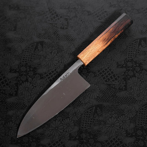 Deba White Steel #2 Kurouchi Tsuchime Yaki Urushi Handle 150mm (5.9”)-[Musashi]-[Japanese-Kitchen-Knives]